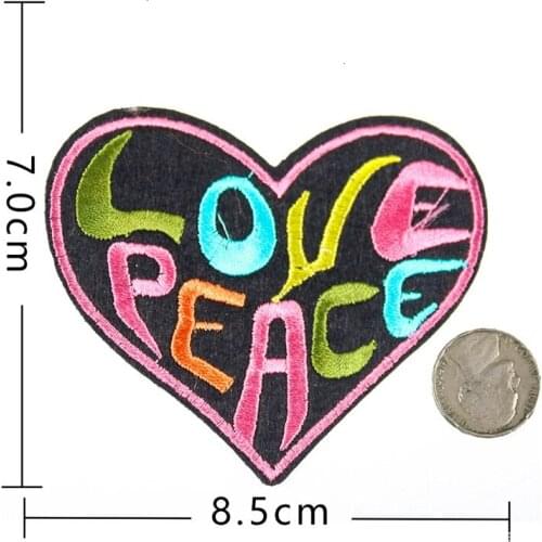 New Cartoon 1Pcs Rainbow Letter Peace Heart Love Embroidered Applique Patches Iron On Fabric Stickers DIY Clothing Accessories