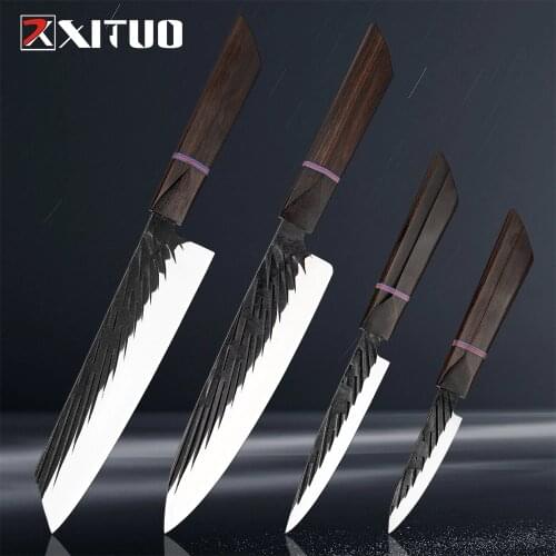 XITUO Chef Knife 440C Steel Handmade Forged Japanese Sharp Meat Cleaver Kiritsuke Santoku Utility Paring Knife Cooking Tools NEW