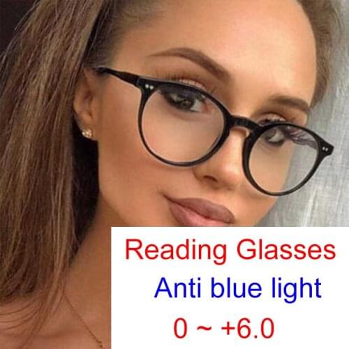High Quality Unisex Round Reading Glasses Computer Eye Protection Goggles Women Men Eyeglasses Plus 0 to +6.0 Anti Blue Light