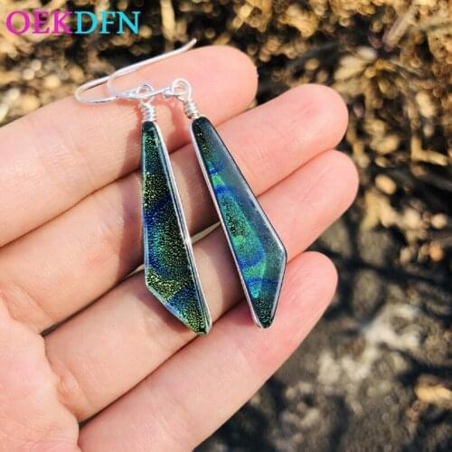OEKDFN Real 925 Sterling Silver Drop Earrings For Women Colorful Glaze Gemstone Birthstone Party Wedding Fine Jewelry Creativity