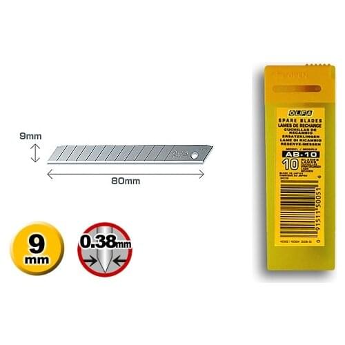 Olfa AB-10 9mm Snap Off Blade FOR 180-BT/36 S S/20 A A-2 A-3 SVR-1 SVR-2 PA-2 300 NA-1 SPC-1/40 A-5 XA-1 ES-1/green DA-1 A-1