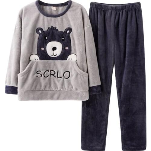 Autumn And Winter Female Long-sleeved Pijama Coral Velvet Tracksuit Flannel Pajamas Female Pyjamas