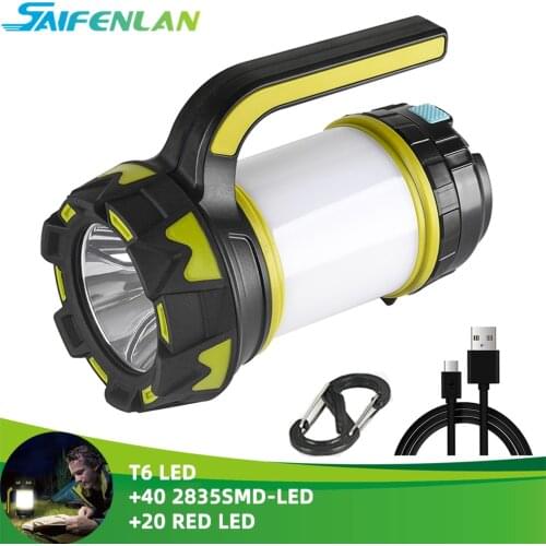 Portable LED Camping Lantern USB Rechargeable 3000mAh Power Bank Super Bright Flashlight Dimmable Spotlight Searchlight Outdoor