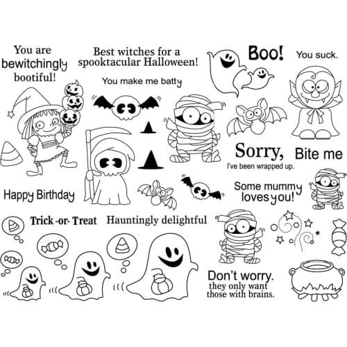 Halloween Clear Stamp for Scrapbooking Transparent Silicone Rubber DIY Photo Album Decor N17