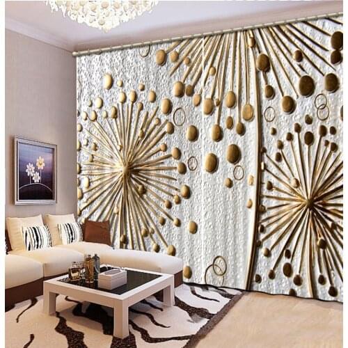 Luxury Blackout 3D Window Curtain For Living Room curtains for living room relief curtains