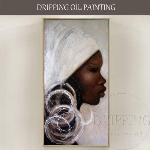 Hand-painted High Quality Abstract Africa Woman Portrait Oil Painting on Canvas Abstract Africa Woman Pictures for Living Room