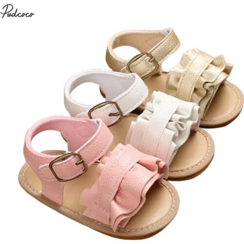 Summer Newborn Toddler Baby Girls Sweet Breathable Sandals Soft Sole Non-slip Shoes Prewalker