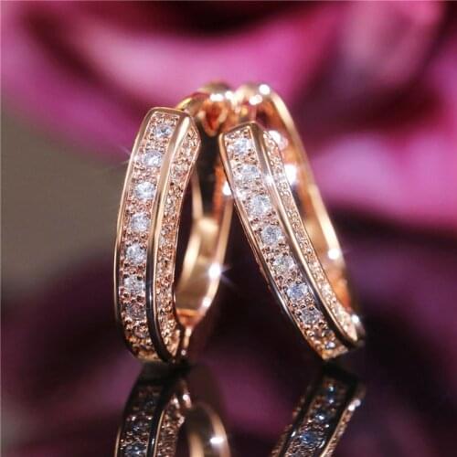 Modyle 3 Color Available Delicate Hoop Earrings for Women Micro Paved CZ Zircon Stone Wedding Party Daily Wear Classic Jewelry