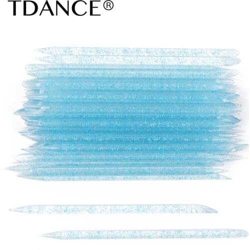 TDANCE 50pcs Colorful Double Sided Eyelash Extension Portable Makeup Beauty Nail Reusable Crystal Eyelash Stick Oblique Tip Tool