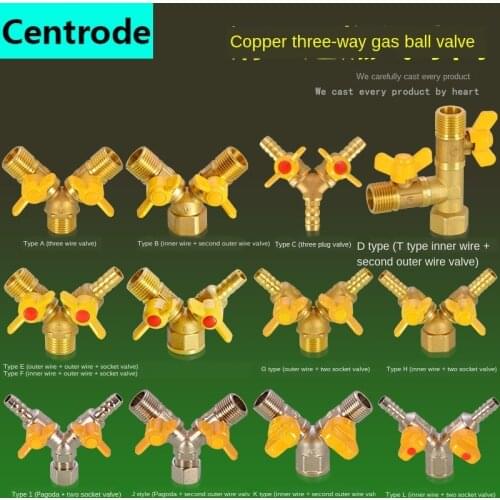 Pipe Fittings 1/2 IN ball valve fittings liquefied gas gas pipeline valve switch copper rod copper core tee socket connector