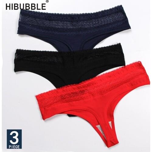 3Pcs Sexy Lace Panties Lady G String Cotton Underwear Seamless Low Waist Briefs Women Breathable Plus size Lingerie Intimates