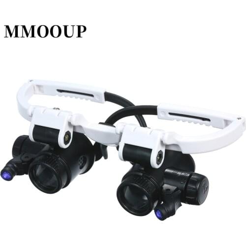 Magnifier Glasses 7X 10X 15X 25X Head Mount Magnifier Interchangeable 4 Replaceable Lenses LED Magnifying Loupe