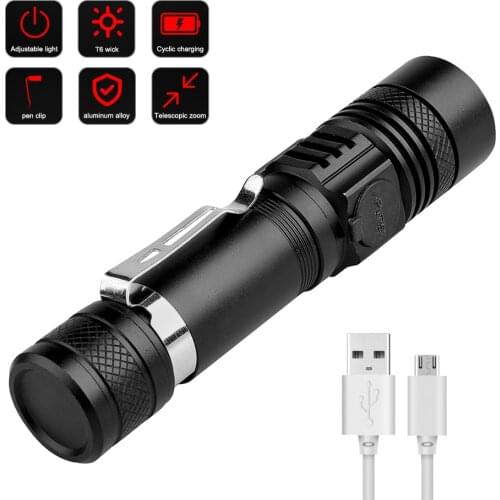XML T6 USB Rechargeable LED Flashlight Ultra Bright linterna Led Torch Zoomable Bicycle Light 18650 Camping Powerful Flash Light