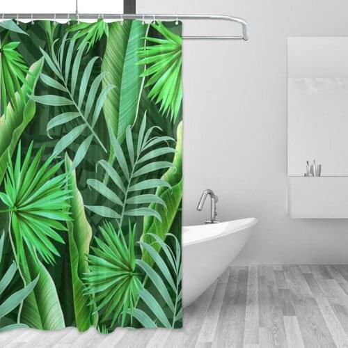Tropical Plant Bathroom Curtain 60x72 inch Long Green Leaves Shower Curtain Modern Douchegordijn Waterproof Bathroom Curtain
