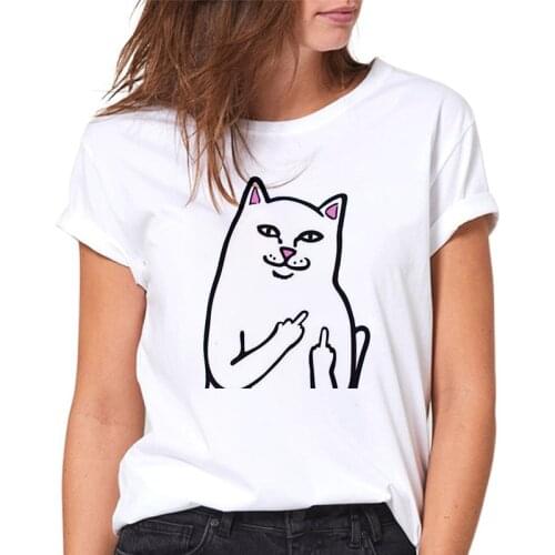 2021 Graphic tees tops Funny cat Print tshirts women Harajuku t shirt white casual Short sleeve Camisetas Mujer T-Shirt Female