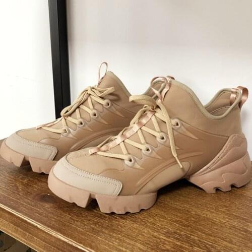 LUNAO BON Luxury Brand Wedges Women Thick Bottom Round Toe Breathing Female Vulcanize Shoes Leather Chunky Heel Sneakers