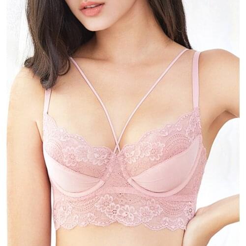 Womens Lace Bras Non Padded Cropped Tops Perspective Brassiere Sexy Lingerie Breathable Bralette Underwear