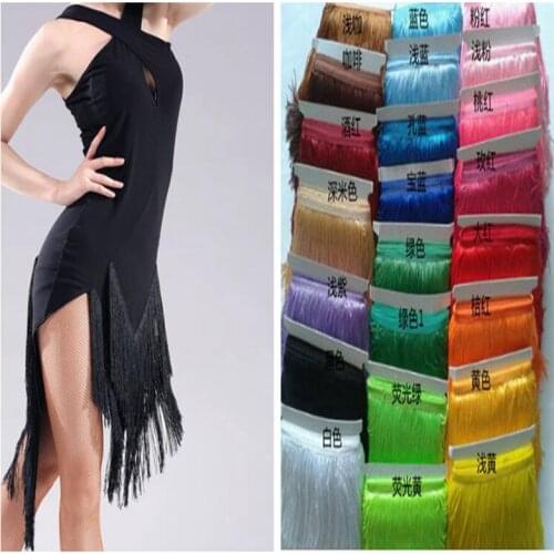 10m Dance Fringe Tassel Latin Dress Macrame Tutu Trimming Lace Soft Polyester Flour Color 15CM Wide