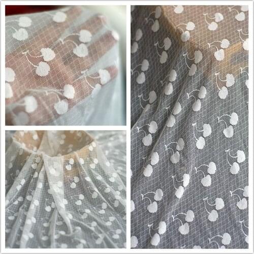 150cm Wide Mesh Tulle Fabric Cherry Stretchy White Mesh Lace Fabric For Mini Dress And Underwear 2Meters/Lot