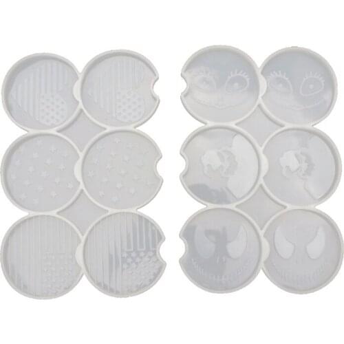 T84A 2 Pcs/Set Coaster Epoxy Resin Mold Table Cup Mat Casting Silicone Mould DIY Crafts Jewelry Placemat Plate Making Tools