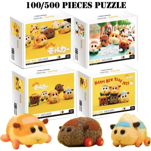 2021 New Cute Japan Animal Puzzle PUI PUI Molcar 100/500PCS Guinea pig Cartoon Popual For kids Baby Gift Wholesale Dropship
