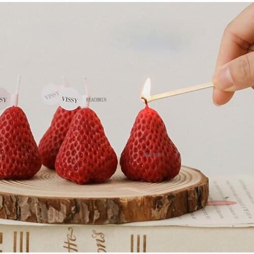 4PCS Strawberry Candle Birthday Candles Home Decorative Candles Decorative Aromatic Candles Scented Candles Christmas decoration