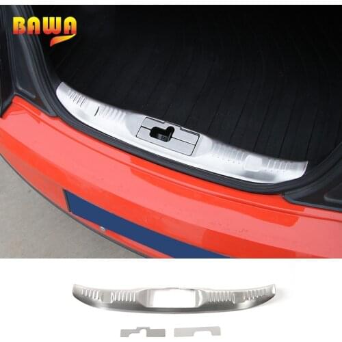 HANGUP Steel Car Inner Rear Trunk Board Bumper Guard Door Sill Decoration Cover Trim Stickers For Ford Mustang 2015 Up