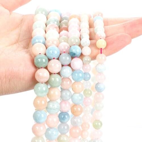 2021 New High Quality 6-10mm Natural Stone Bead For Jewelry Making DIY Round Morgan Stone Bead Charm Bracelet Necklace Handmade