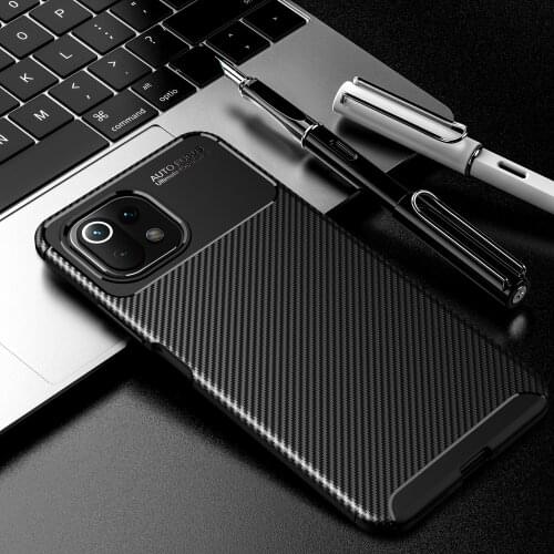 Case for Mi11 Lite Carbon Fiber Shockproof Soft TPU Armor Lens Protection Cover for Xiaom Mi 11i Pro Ultra Couqe Funads