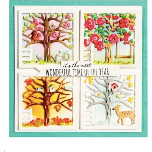 Four season under the tree Etching metal cutting die carbon steel die for DIY Scrapbooking/Card Making/Fun Decoration Supplies