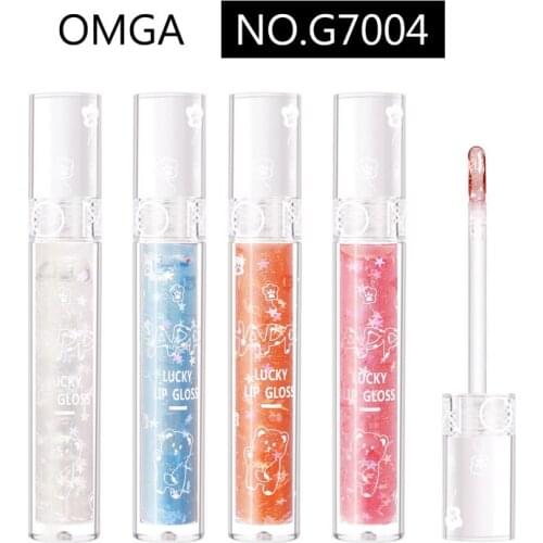 KISSKYLIE OMGA 4 Colors Crystal Sequin Lip Gloss Glistening Lip Glaze Lasting Moisturizing Shiny Lip Jelly New Makeup TSLM2
