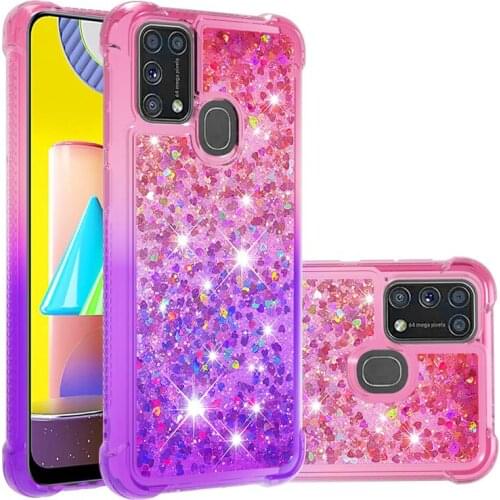Gradient Quicksand Liquid Glitter Case For Samsung Galaxy M31 Cases M21s TPU Bumper Clear Phone Cover Coque M31 Case
