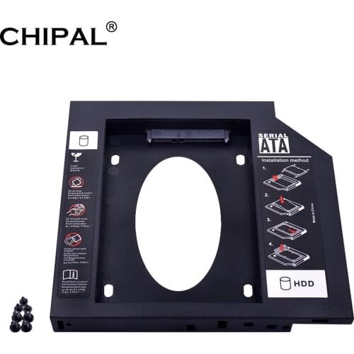 CHIPAL 10PCS 2nd HDD Caddy 9.5mm SATA 3.0 for 2.5'' 2TB 9MM 7MM SSD Hard Drive Case Enclosure For Laptop DVD-ROM Optibay ODD
