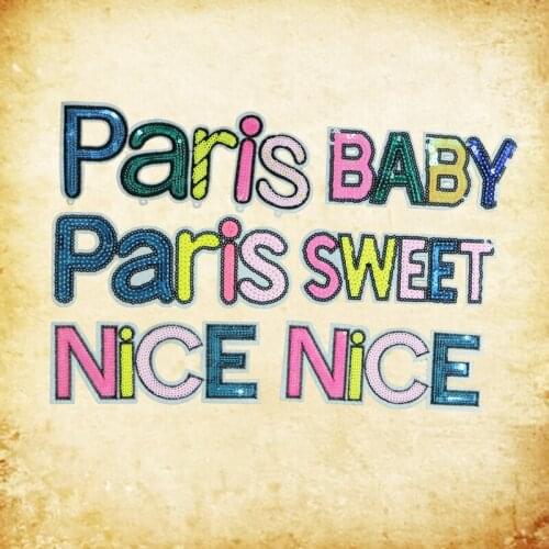 Colorful Sequin letter popular love tic annotation embroidery patch baby stripe Iron Dress patch bag bordeos dress Badge