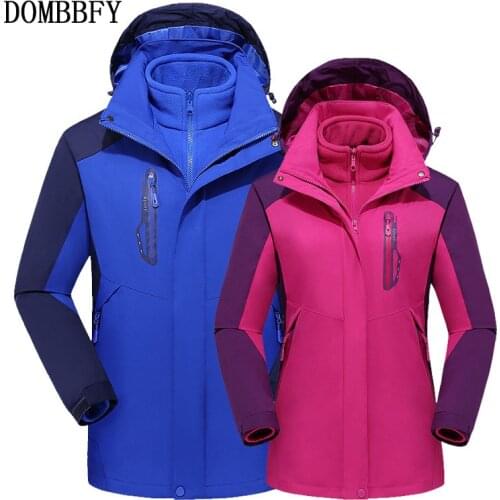 Men Women Winter Warm 3 In 1 Parka Jacket Windbreaker Two-piece Thicken Waterproof Windproof Hooded Outwear Snow Parkas Coat 8XL