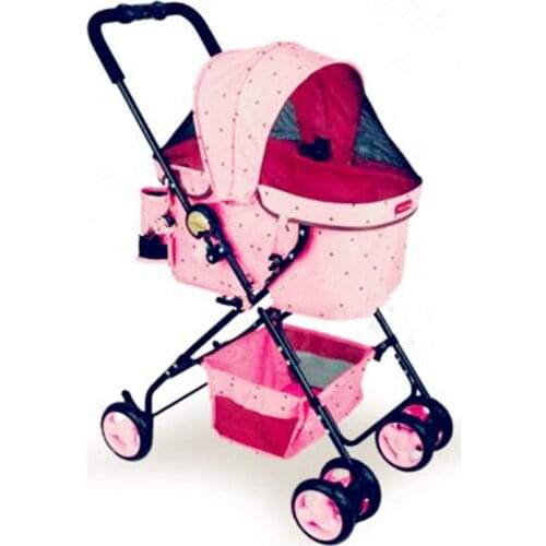 2016 New Fashion Pink/white Pet Strollers For Small And Medium Dogs Load 8kg With 4 Wheels Dog Pushchairs Prams/puppy Stroller
