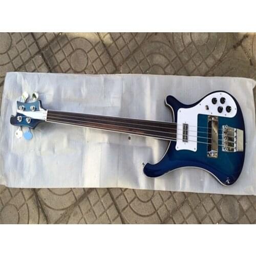 2018 new + factory + 4 string Rickenback 4003 fireglo electric bass transparent bluel fretless 4 strings Ric bass Free Shipping