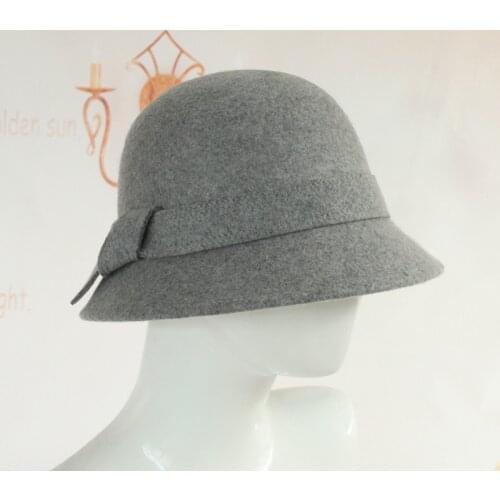 2020 New Fall Winter Fashion Warm Wool Felt Womens Fedoras Hats Bow Bucket Cap Top Hat Not Deformed Fedoras Caps For Women
