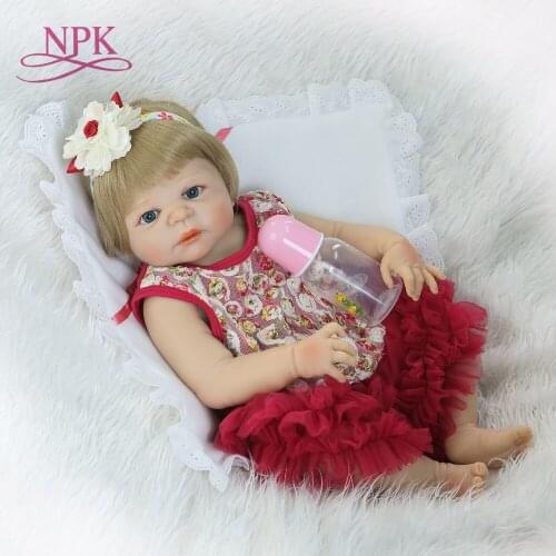NPK Bebes reborn 22"55cm full silicone reborn baby girl dolls toys luxury set child bathe toys boneca reborn NPK dolls