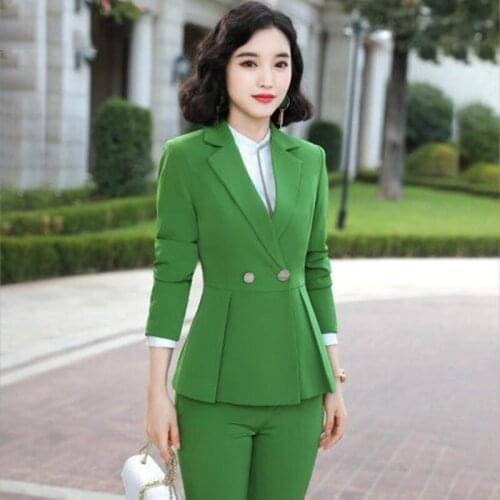 Autumn and Winter Professional Womens Suits Temperament Workwear Slim Fit Interview Formal Two-Piece High Quality Pants Suit