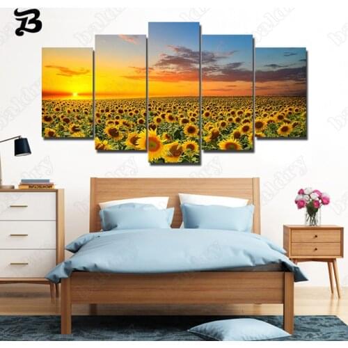 Sunflower Painting Canvas 5 Pieces Wall Art Canvas Posters and Prints Sunflower Scenery Wall Pictures for Bedroom Home Art Decor