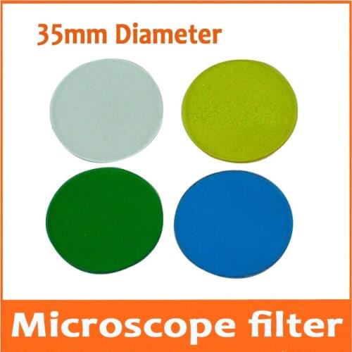 35mm Frosted Colour Glass Absorber Green Blue Yellow Red White Microscopy Filter Biological Microscope Compound Optical Filter