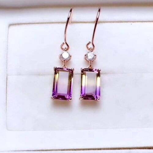 The Best Engagement Gift 100% Natural and Real Ametrine Earring 925 sterling silver Earring