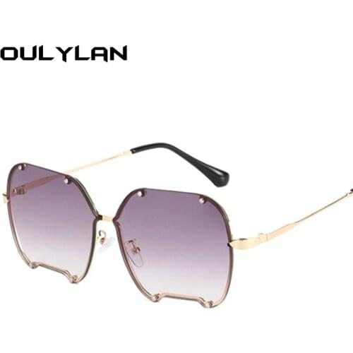 Oulylan Women Sexy Sunglasses Purple Pink Gradient Shades Sun Glasses Men Vintage Brand Designer Metal Eyeglasses Travel UV400