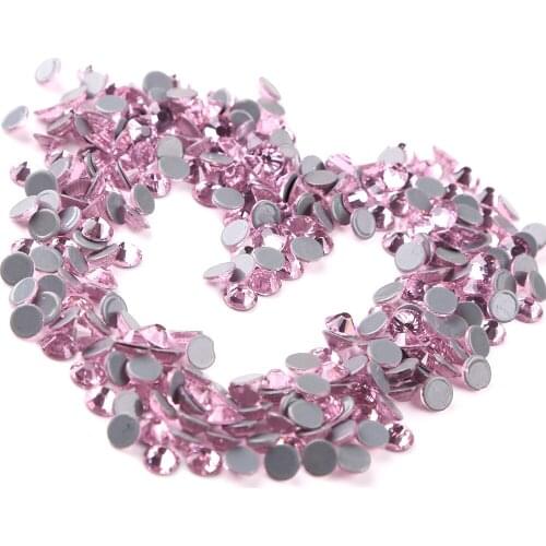 SS6,SS8,SS10,SS12,SS16,SS20,SS30 Crystal Glass Hot Fix Rhinestone Grey Flatback Stone Pink Color For Wedding Dress Free Shipping