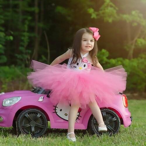 Lovely Cartoon Kitty Children Clothes Girl Dresses Tulle Tutu Dress Baby Kids Party Dresses Birthday Costume Vestidos