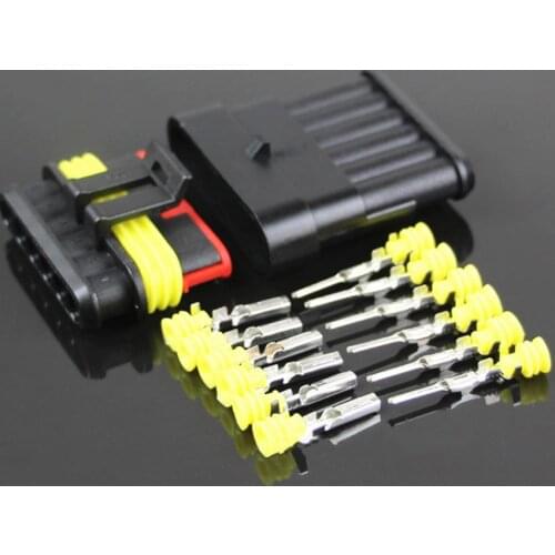 2 sets Kit 2 pin 1/2/3/4/5/6 pins Way AMP Super Seal Waterproof Electrical Wire Connector Plug For Car Waterproof Connector