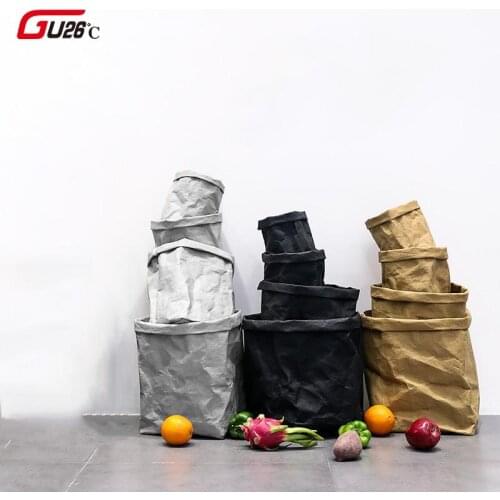 Washed and torn Nordic ins style Kraft paper bag plant fruit vegetable household storage bag