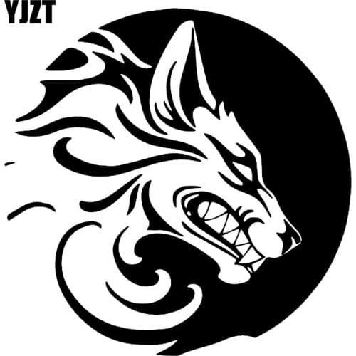 YJZT 16.3CM*16.3CM Under The Moonlight Fierce Wolf Car Body Of Car sticker Vinyl Decal Black/Silver C4-1021