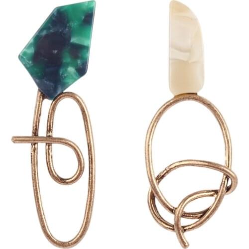 KMVEXO 2019 Korean Vintage Geometric Resin Dangle Drop Earrings for Women Punk Rock Braided Metal Earings Hanging Jewelry Gifts